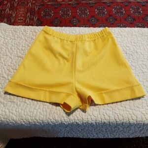 Vintage Dutchmaid Yellow High Waisted Cuffed Shorts Elastic Waist 26" XS Retro